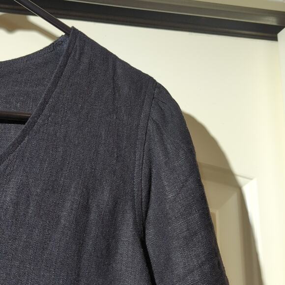 Original Nicole Miller Linen/Viscose Black Classic V-Neck Sheath Dress Size S - Picture 4 of 11